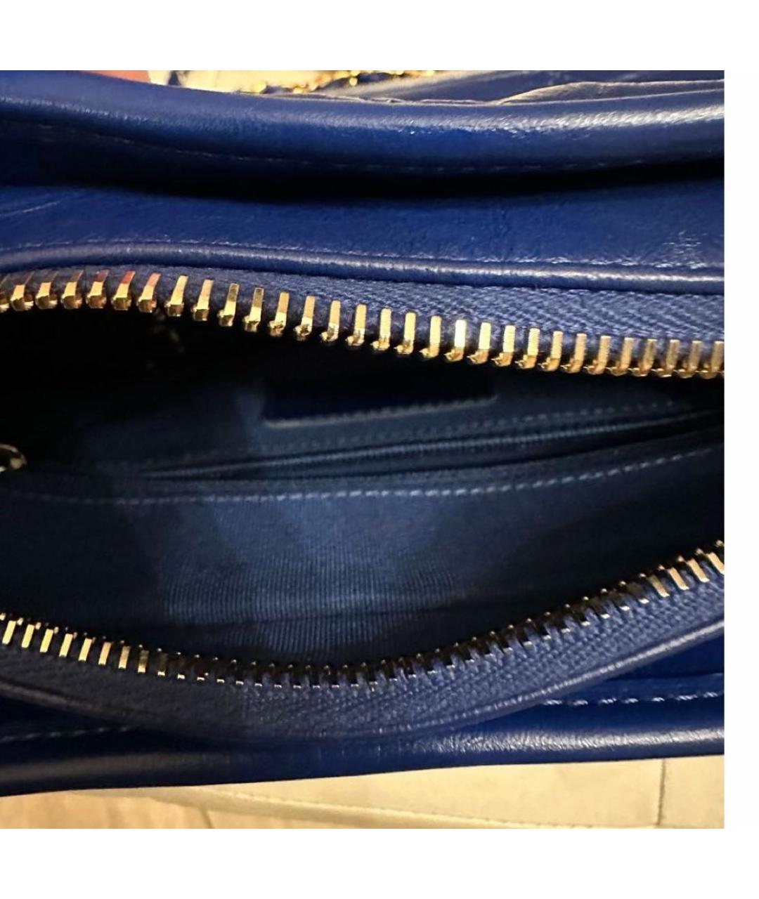 CHANEL Синяя кожаная сумка через плечо, фото 3