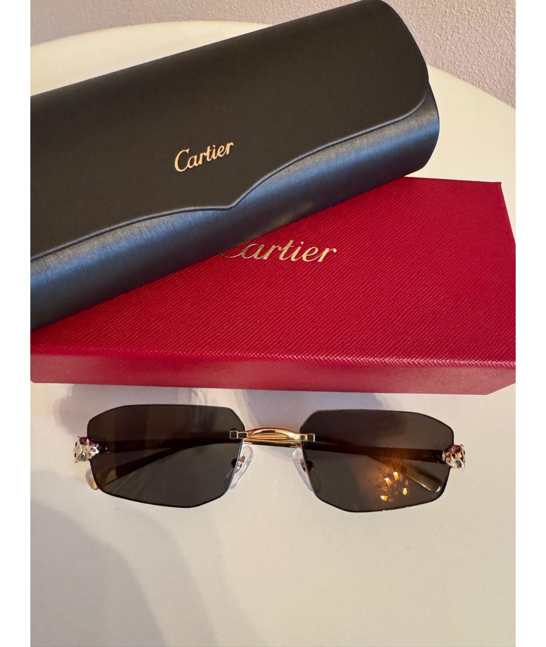 CARTIER Золотые металлические солнцезащитные очки, фото 5