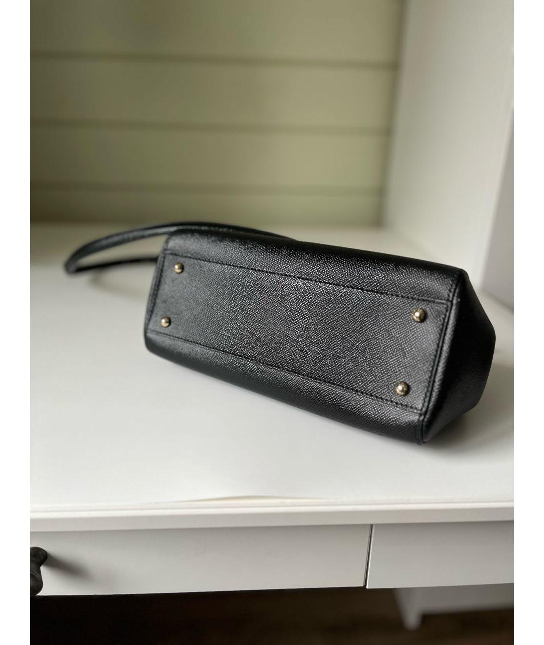 DOLCE&GABBANA Черная кожаная сумка с короткими ручками, фото 4