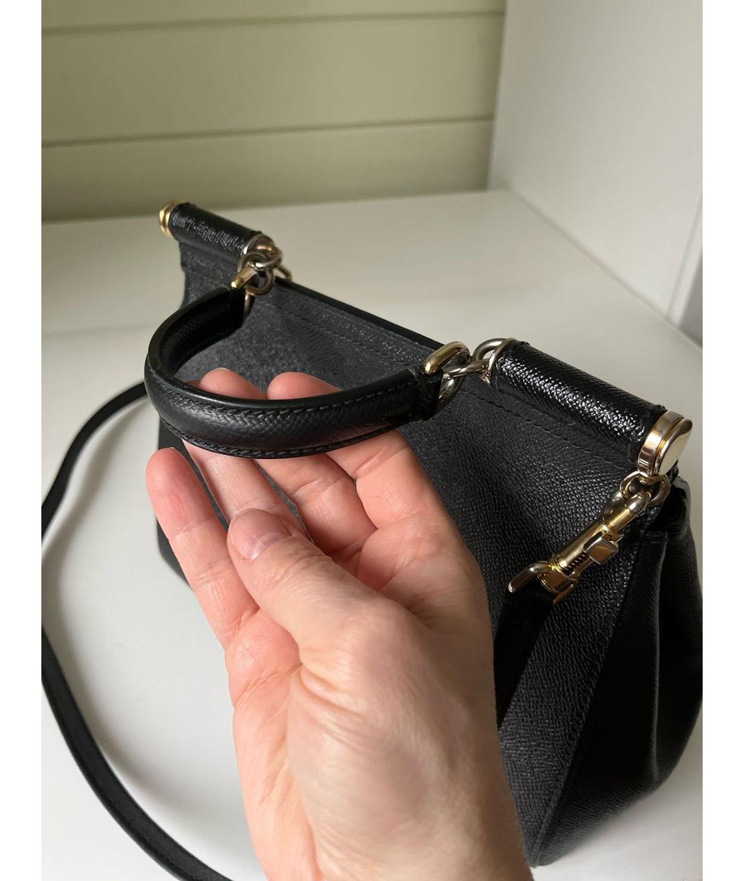 DOLCE&GABBANA Черная кожаная сумка с короткими ручками, фото 5