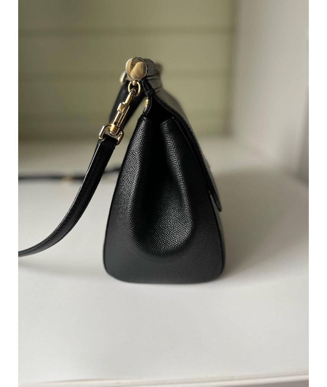 DOLCE&GABBANA Черная кожаная сумка с короткими ручками, фото 3