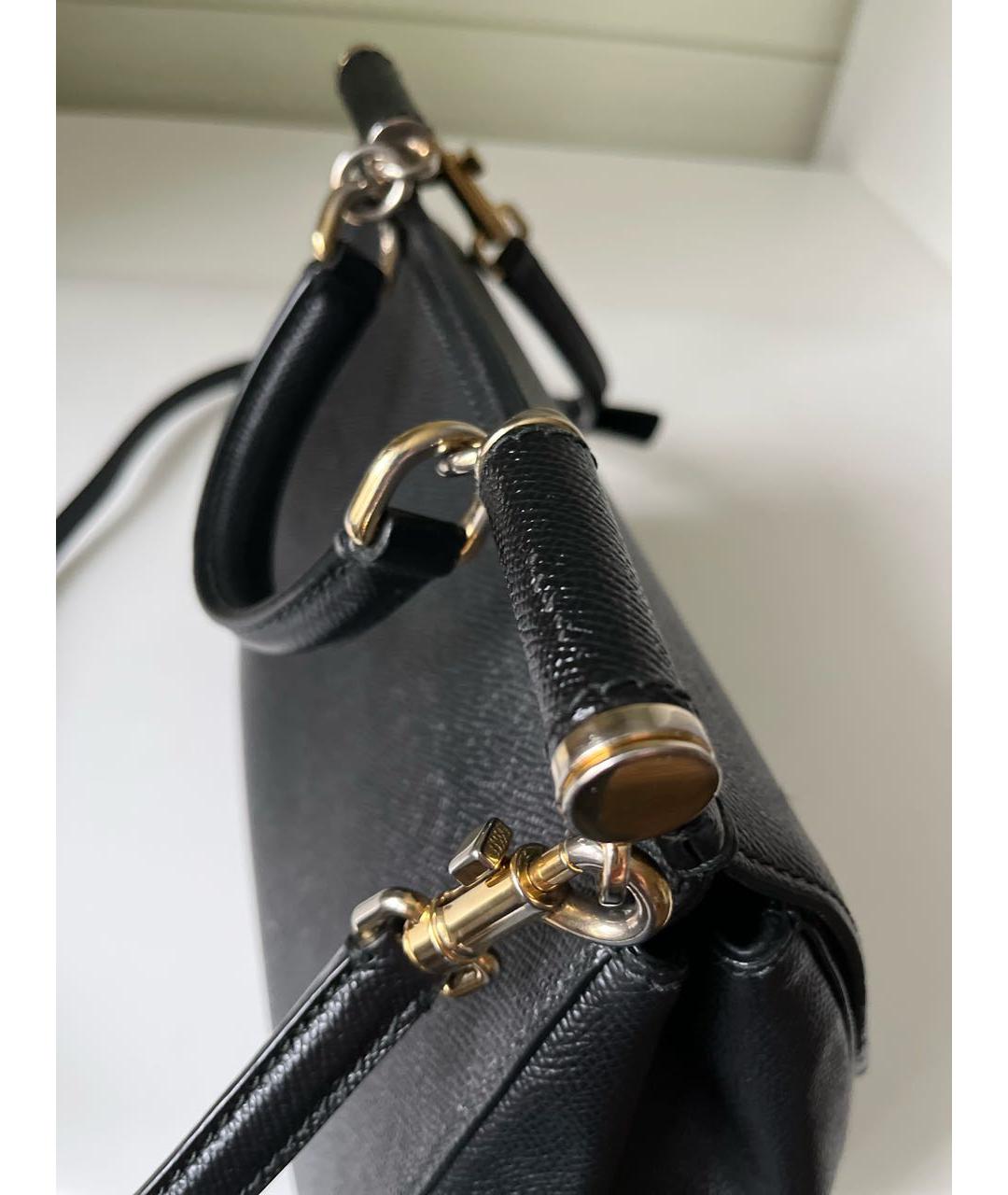 DOLCE&GABBANA Черная кожаная сумка с короткими ручками, фото 6