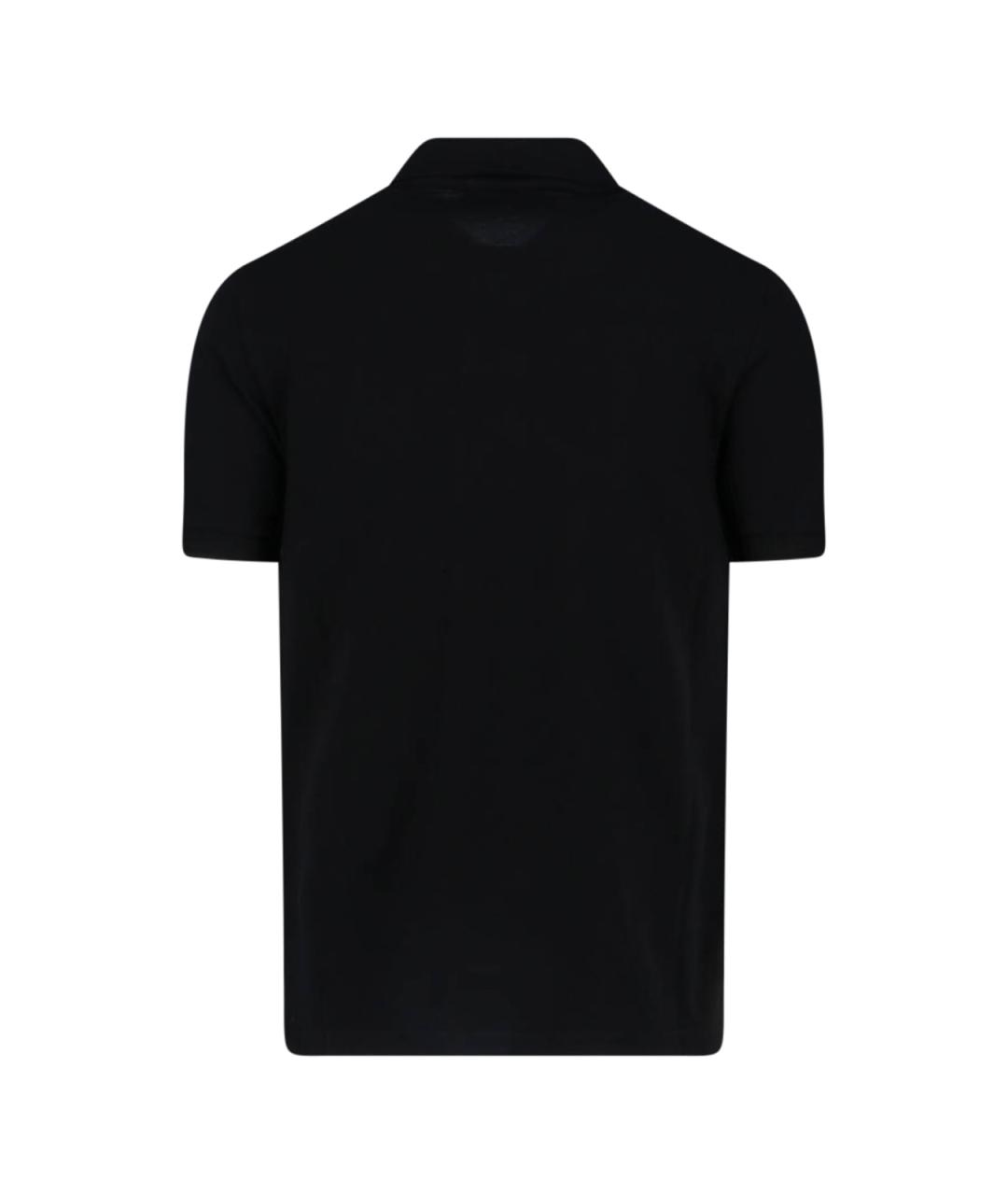 STONE ISLAND Черное хлопковое поло с коротким рукавом, фото 2