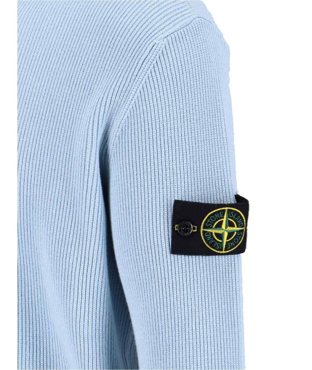 STONE ISLAND Голубой хлопковый джемпер / свитер, фото 3