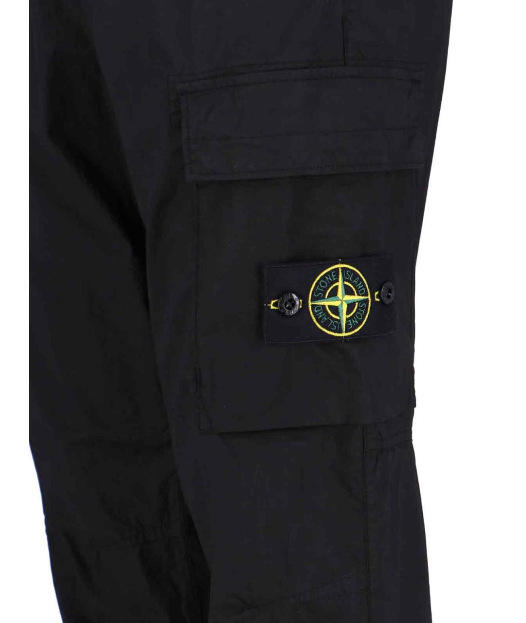 STONE ISLAND Черные хлопковые повседневные брюки, фото 4