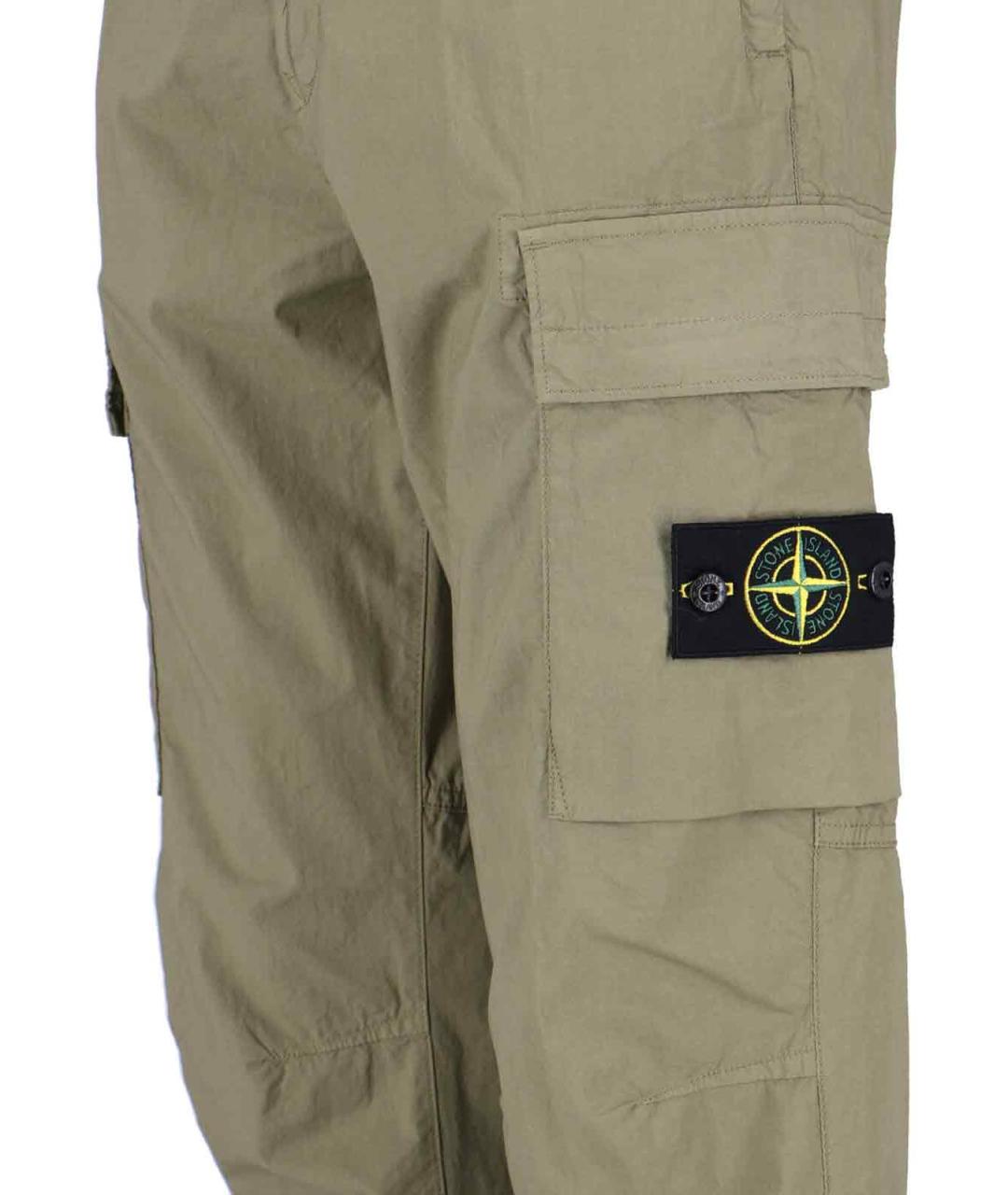 STONE ISLAND Зеленые хлопковые повседневные брюки, фото 4