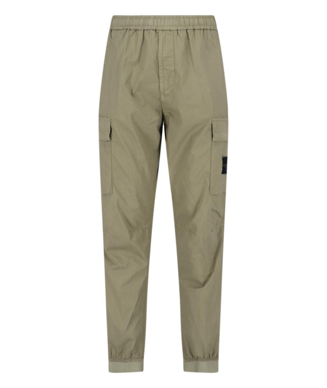 STONE ISLAND Зеленые хлопковые повседневные брюки, фото 1