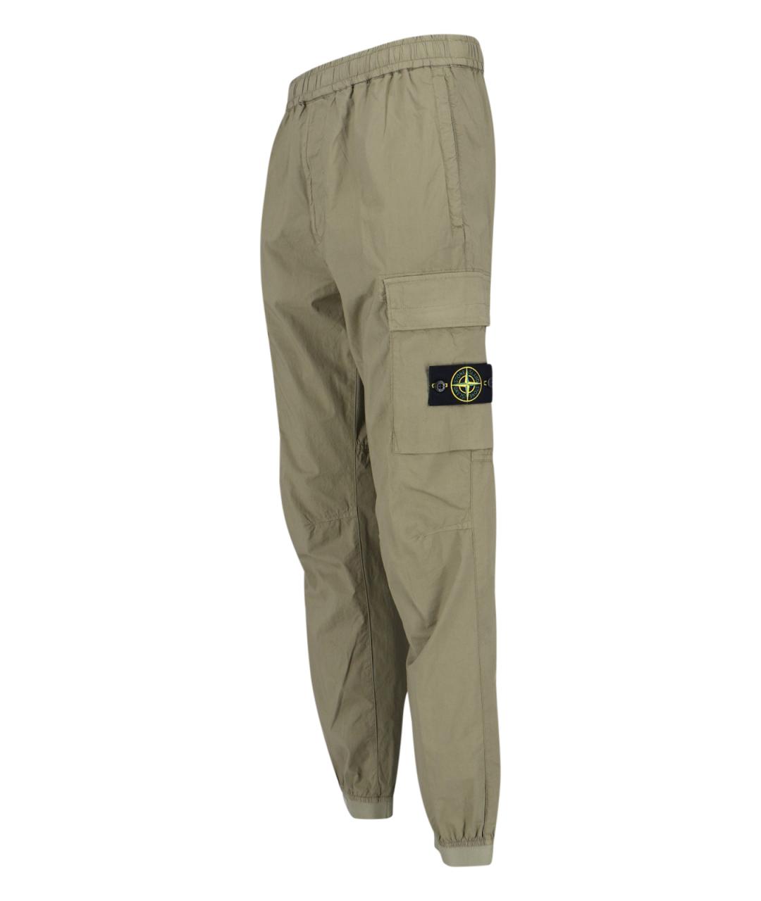 STONE ISLAND Зеленые хлопковые повседневные брюки, фото 3