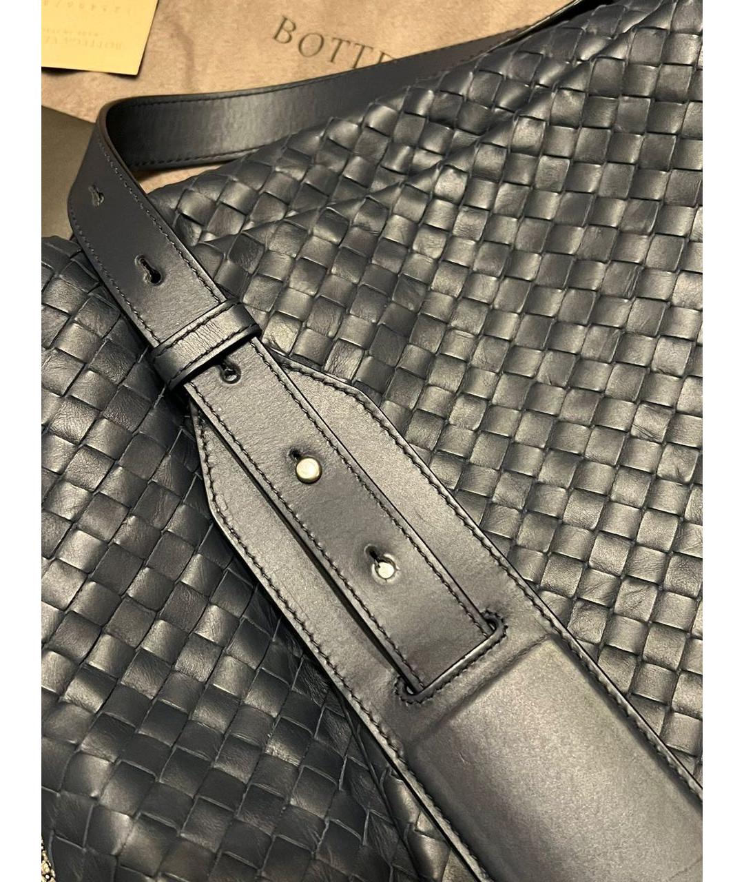 BOTTEGA VENETA Темно-синяя кожаная сумка на плечо, фото 6