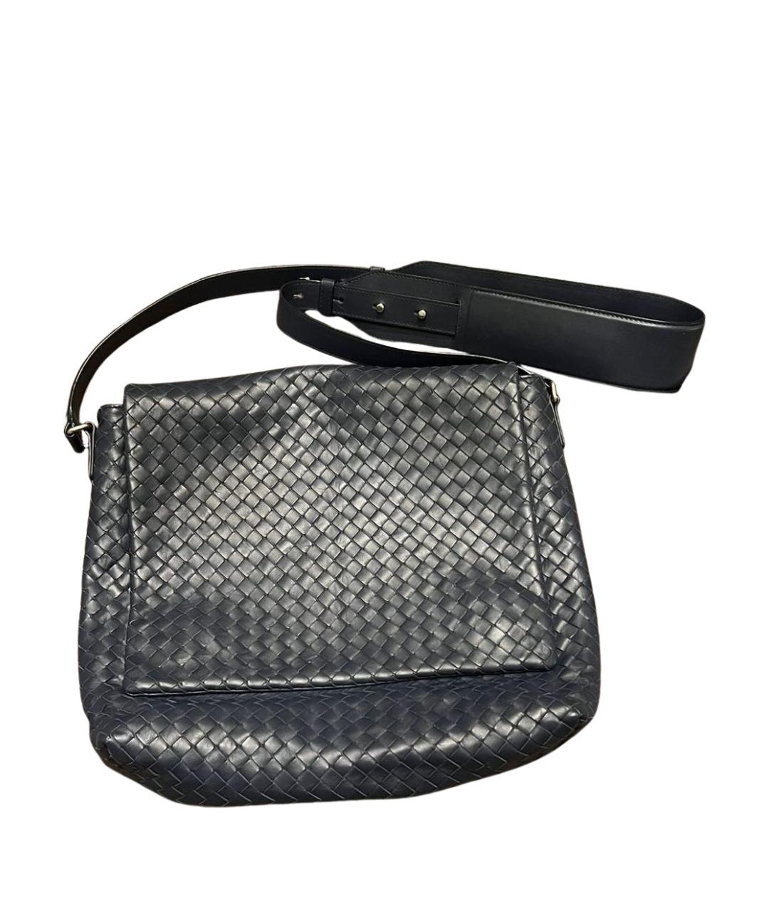 BOTTEGA VENETA Темно-синяя кожаная сумка на плечо, фото 1