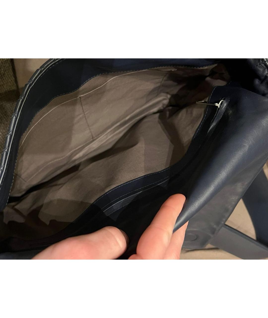 BOTTEGA VENETA Темно-синяя кожаная сумка на плечо, фото 4