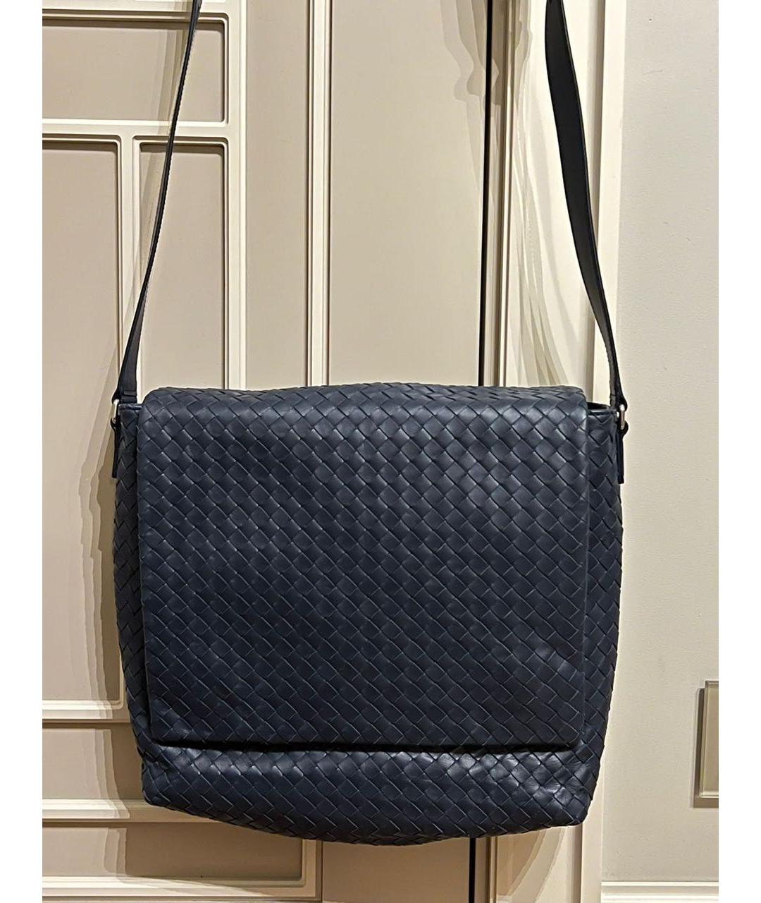 BOTTEGA VENETA Темно-синяя кожаная сумка на плечо, фото 2