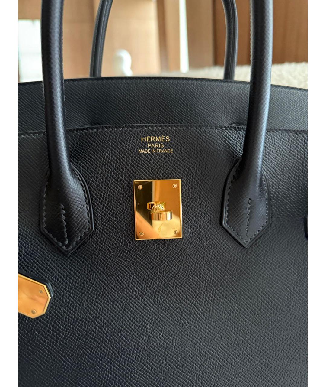 HERMES Черная кожаная сумка с короткими ручками, фото 3