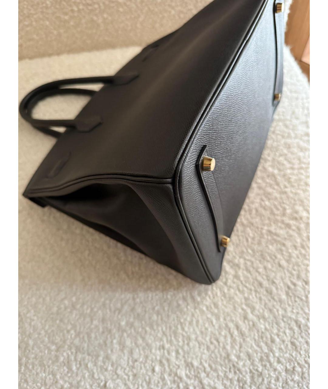 HERMES Черная кожаная сумка с короткими ручками, фото 4