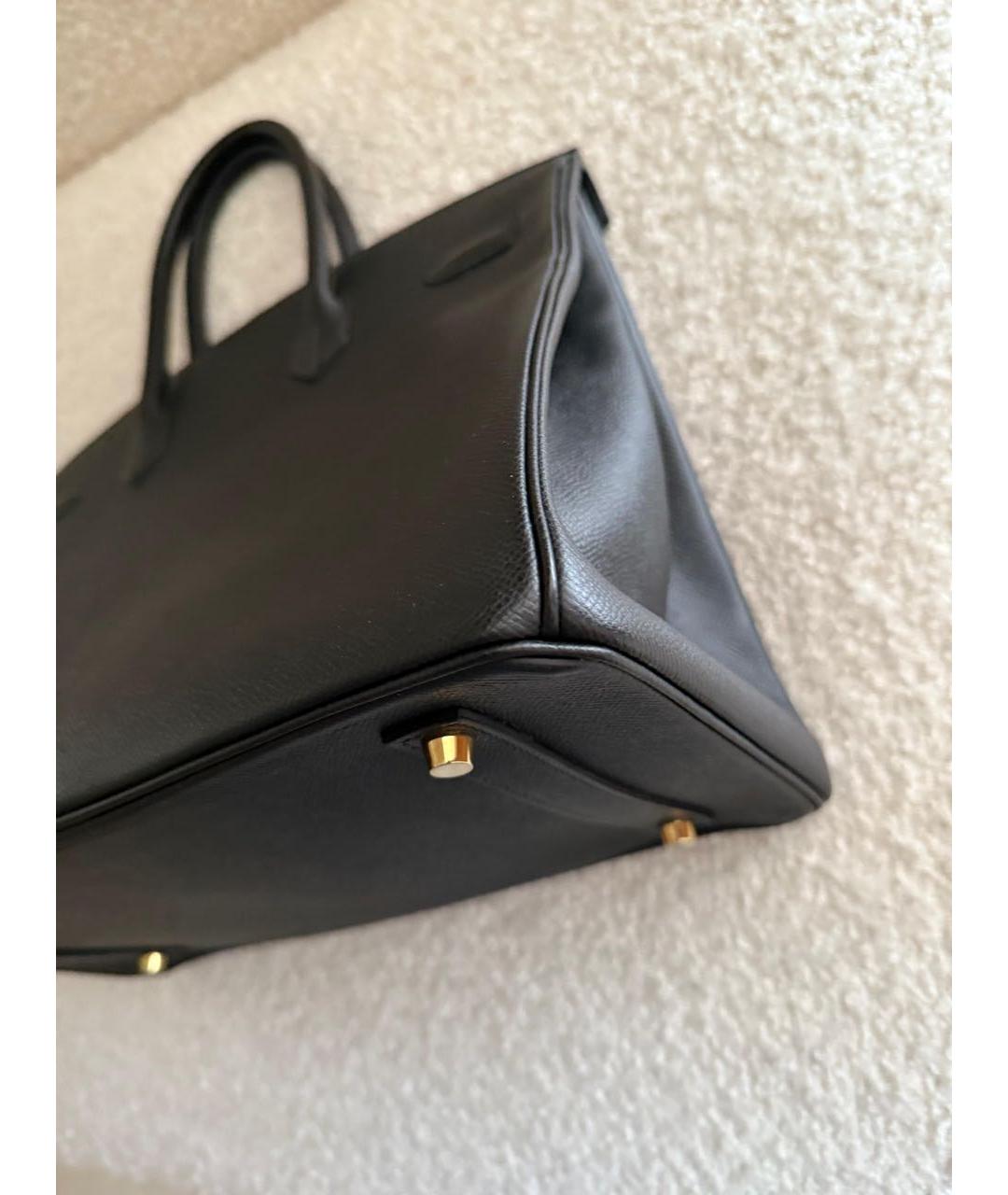HERMES Черная кожаная сумка с короткими ручками, фото 5