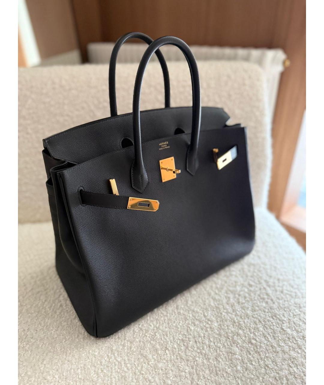 HERMES Черная кожаная сумка с короткими ручками, фото 9