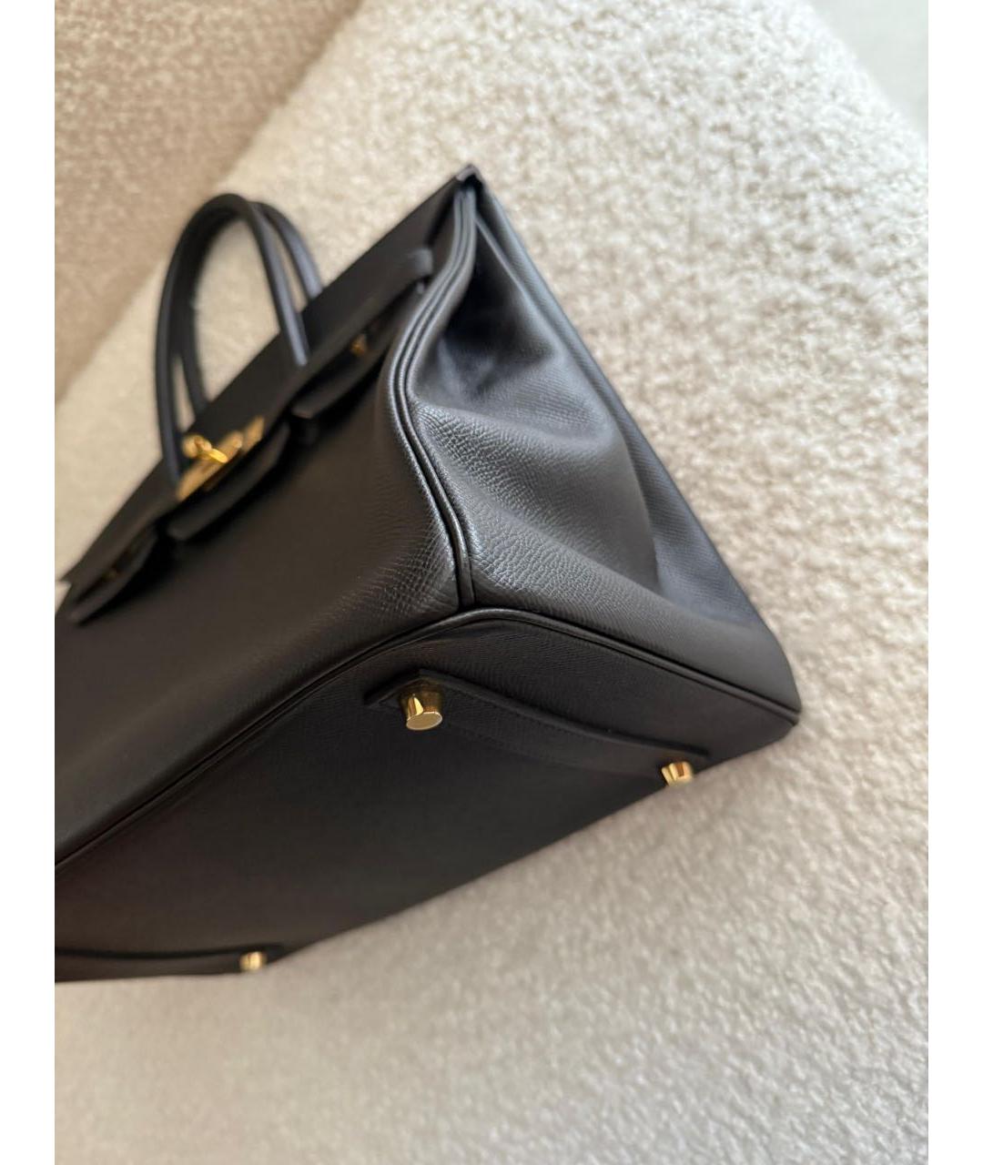 HERMES Черная кожаная сумка с короткими ручками, фото 8