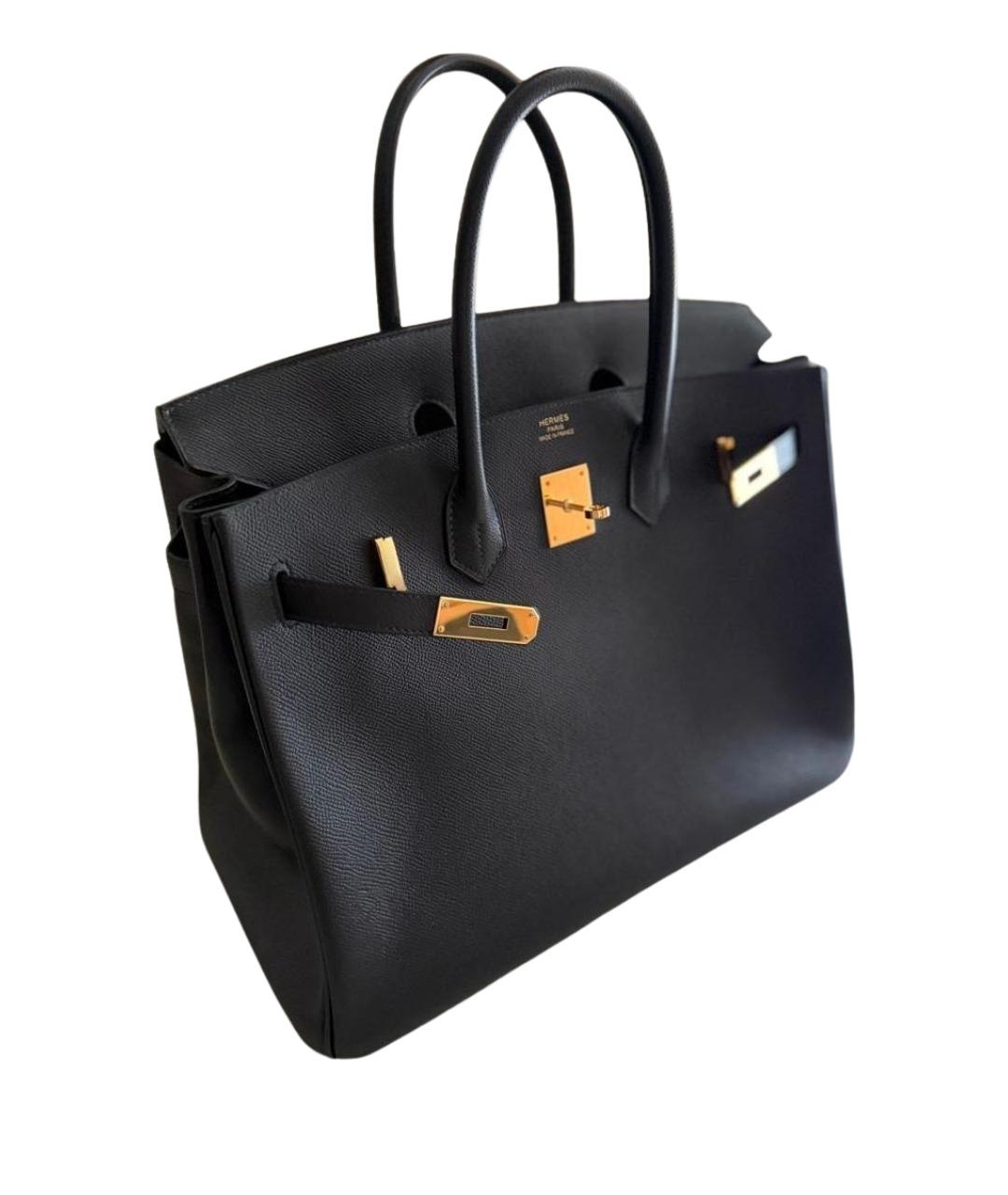 HERMES Черная кожаная сумка с короткими ручками, фото 1