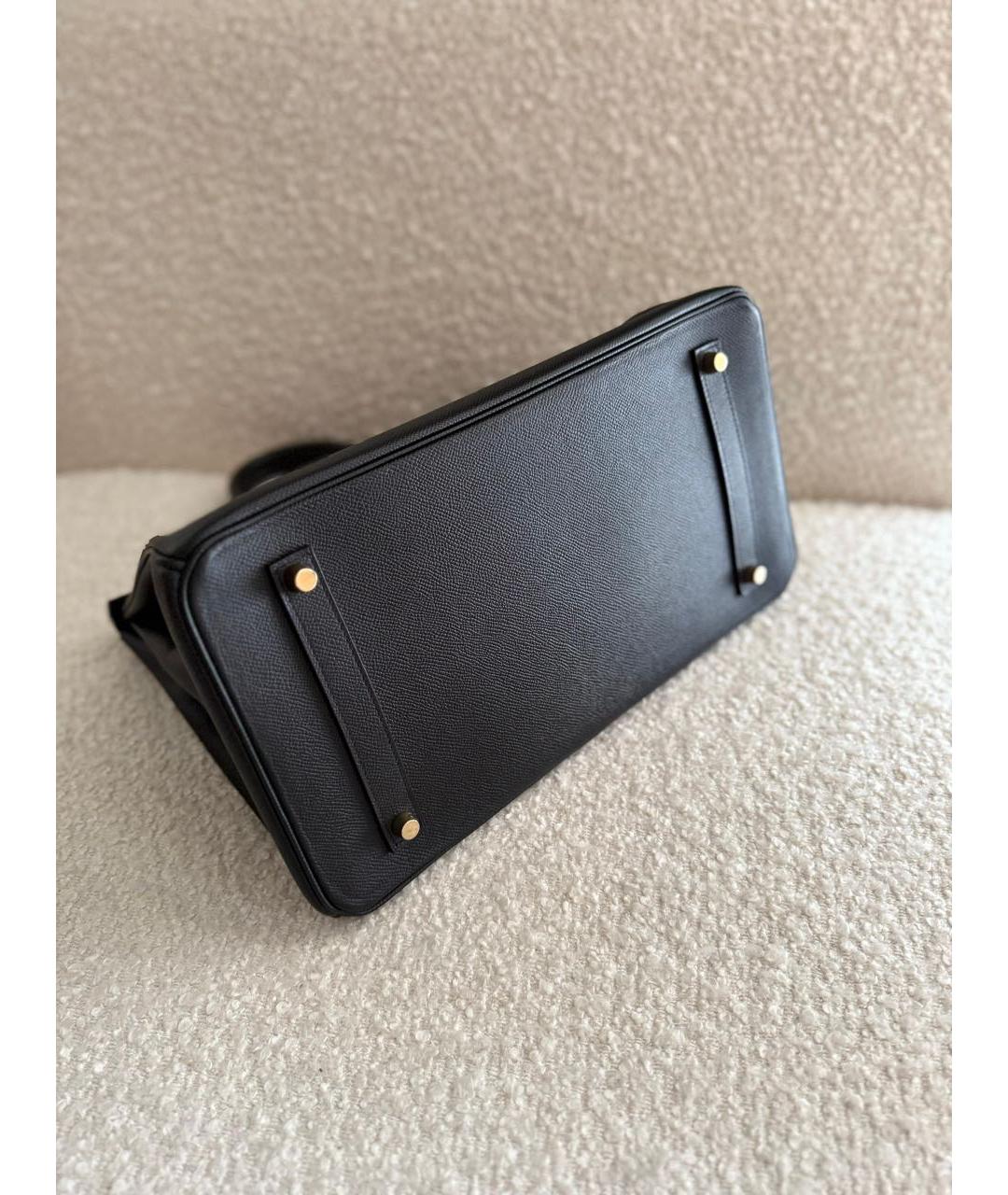 HERMES Черная кожаная сумка с короткими ручками, фото 7