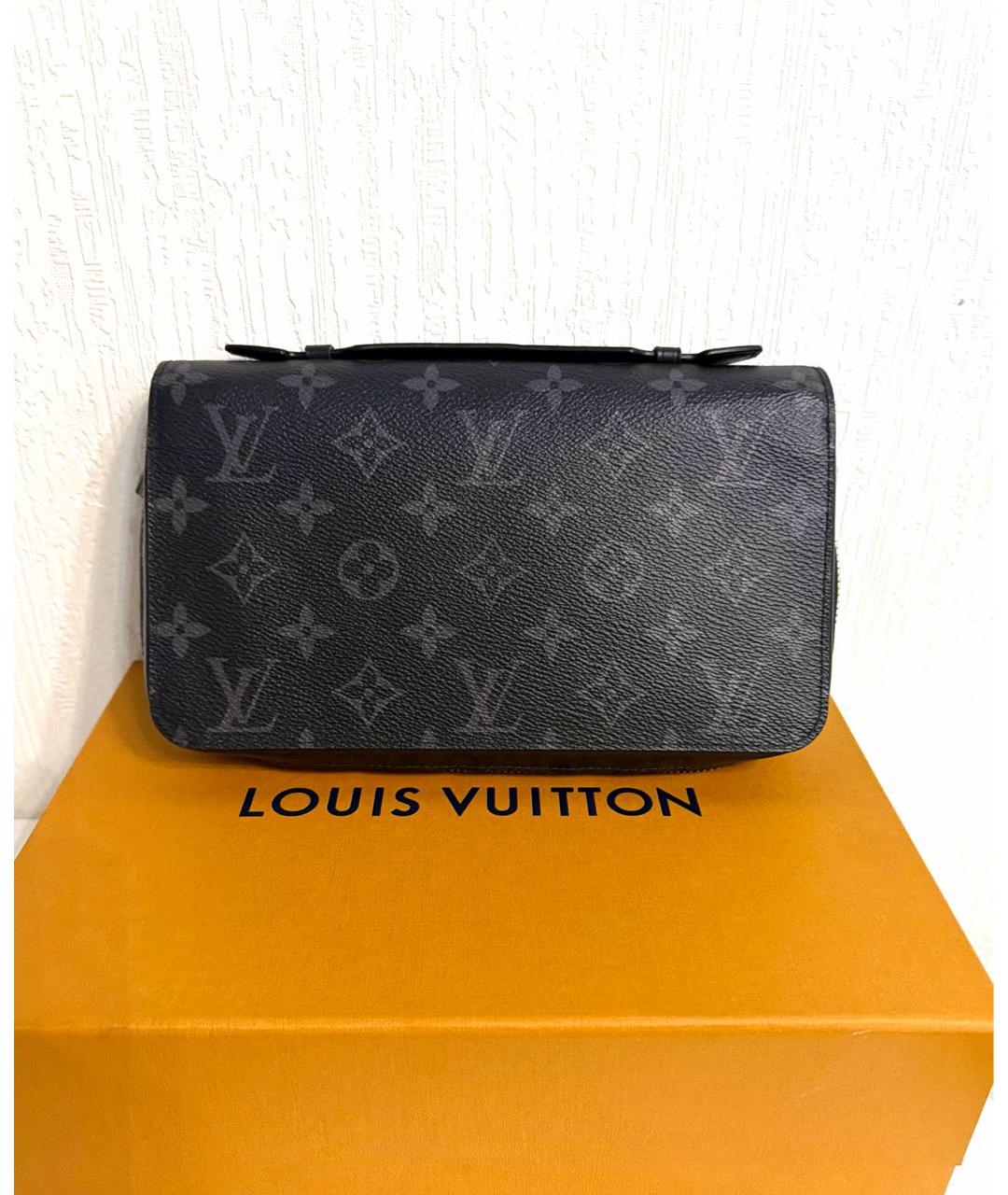 LOUIS VUITTON Черная кожаная барсетка, фото 2