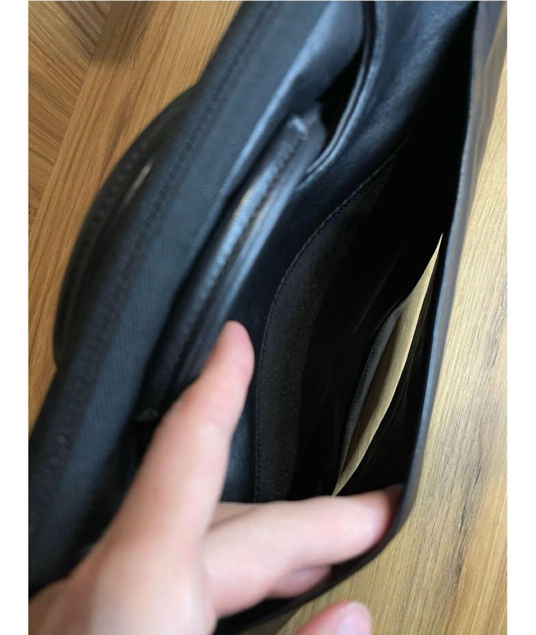 TUMI Черная кожаная сумка с короткими ручками, фото 4