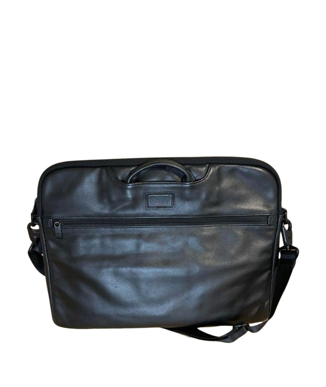 TUMI Черная кожаная сумка с короткими ручками, фото 1