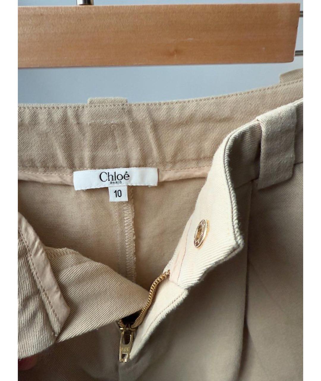 CHLOE Бежевые хлопковые брюки и шорты, фото 4