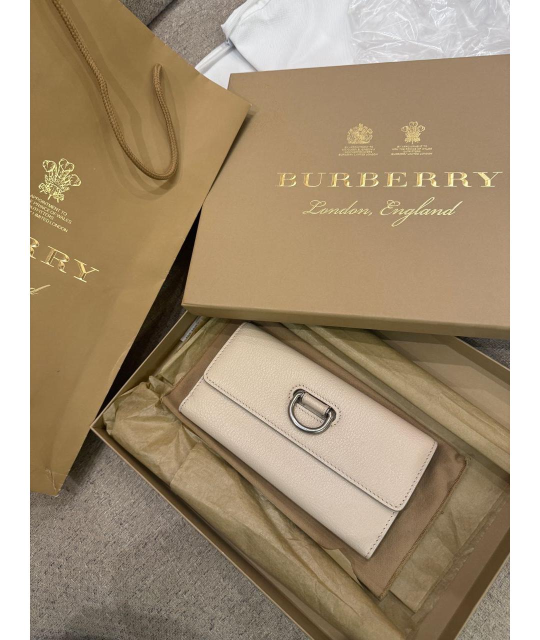 BURBERRY Бежевый кожаный кошелек, фото 4