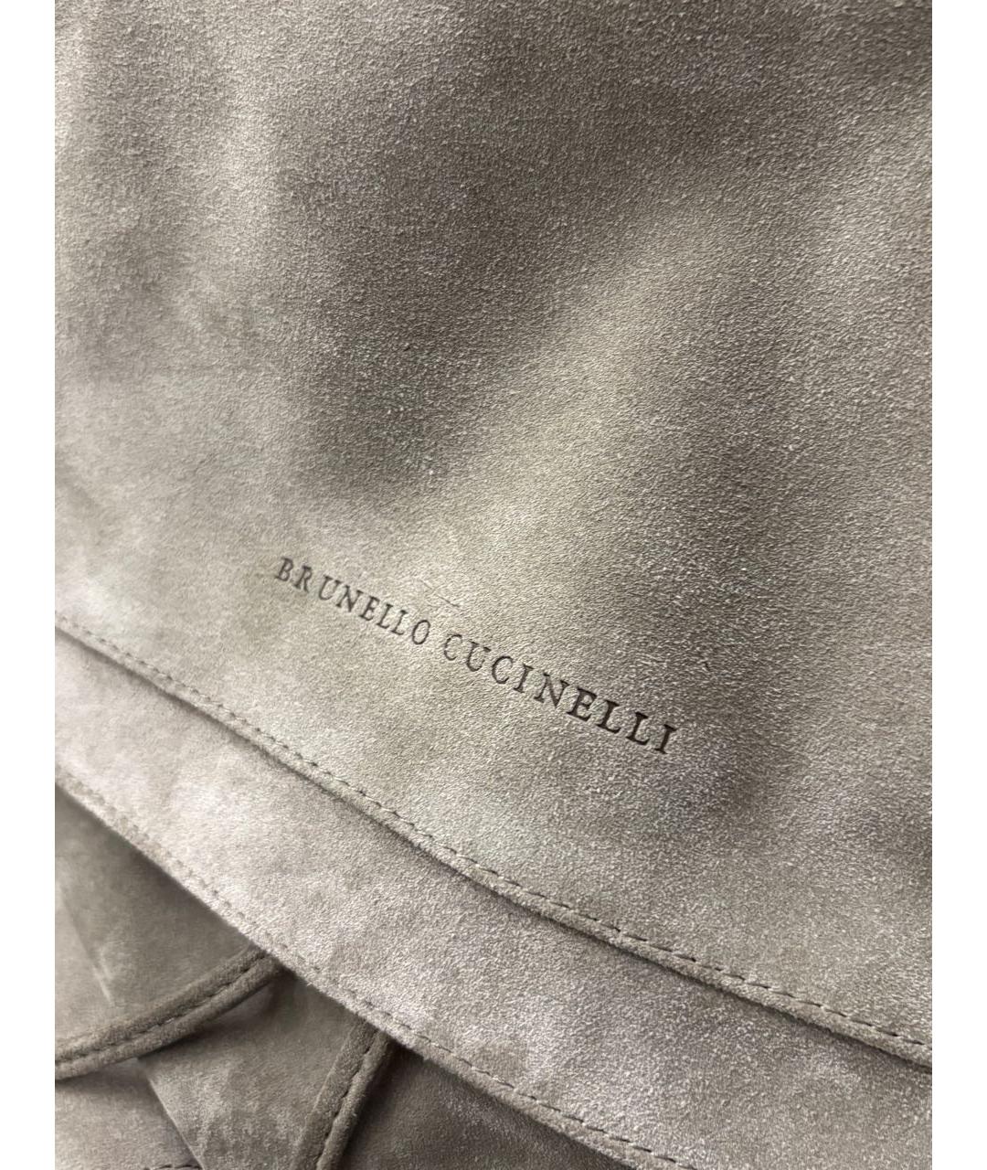 BRUNELLO CUCINELLI Хаки кожаный рюкзак, фото 8