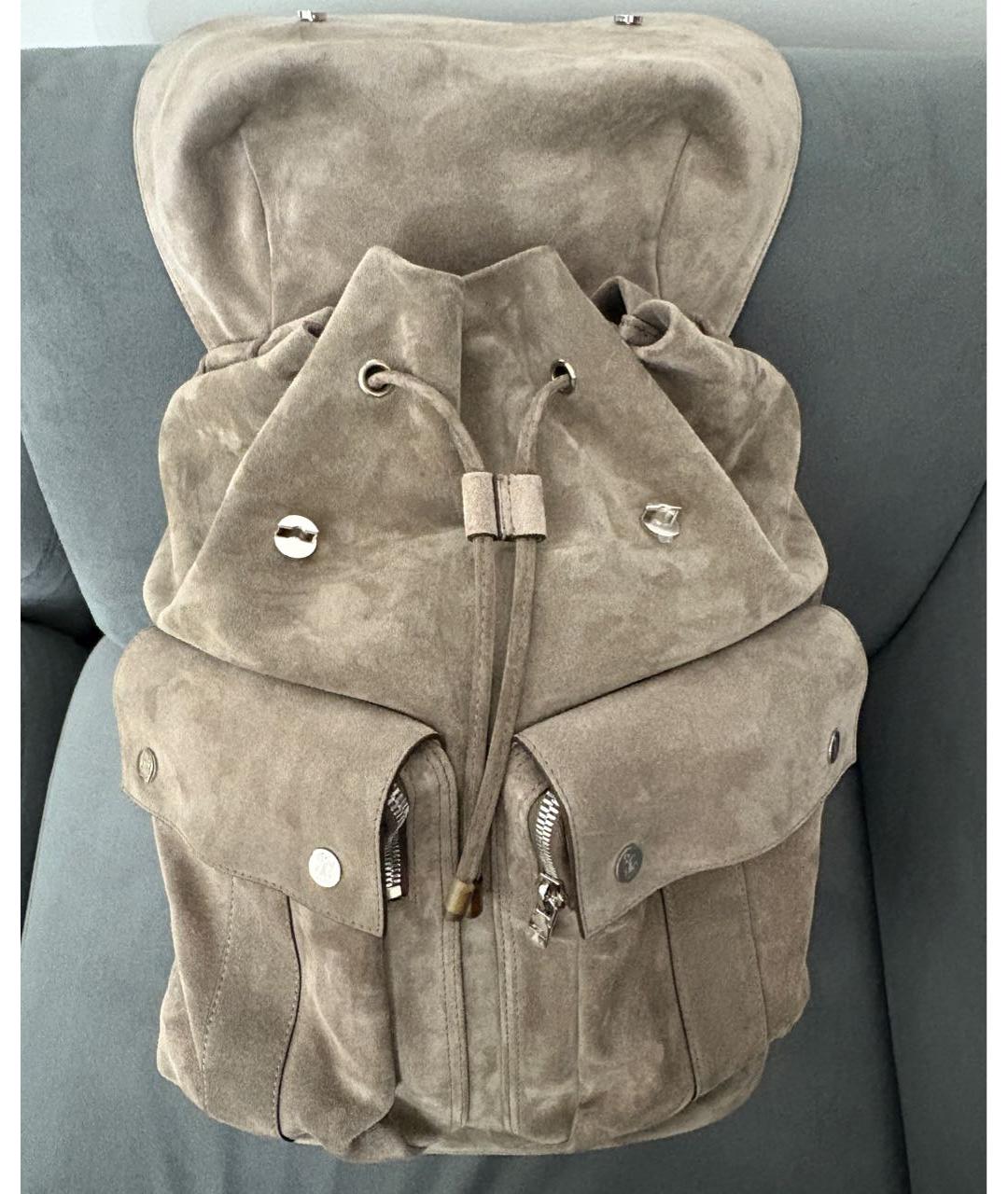 BRUNELLO CUCINELLI Хаки кожаный рюкзак, фото 2