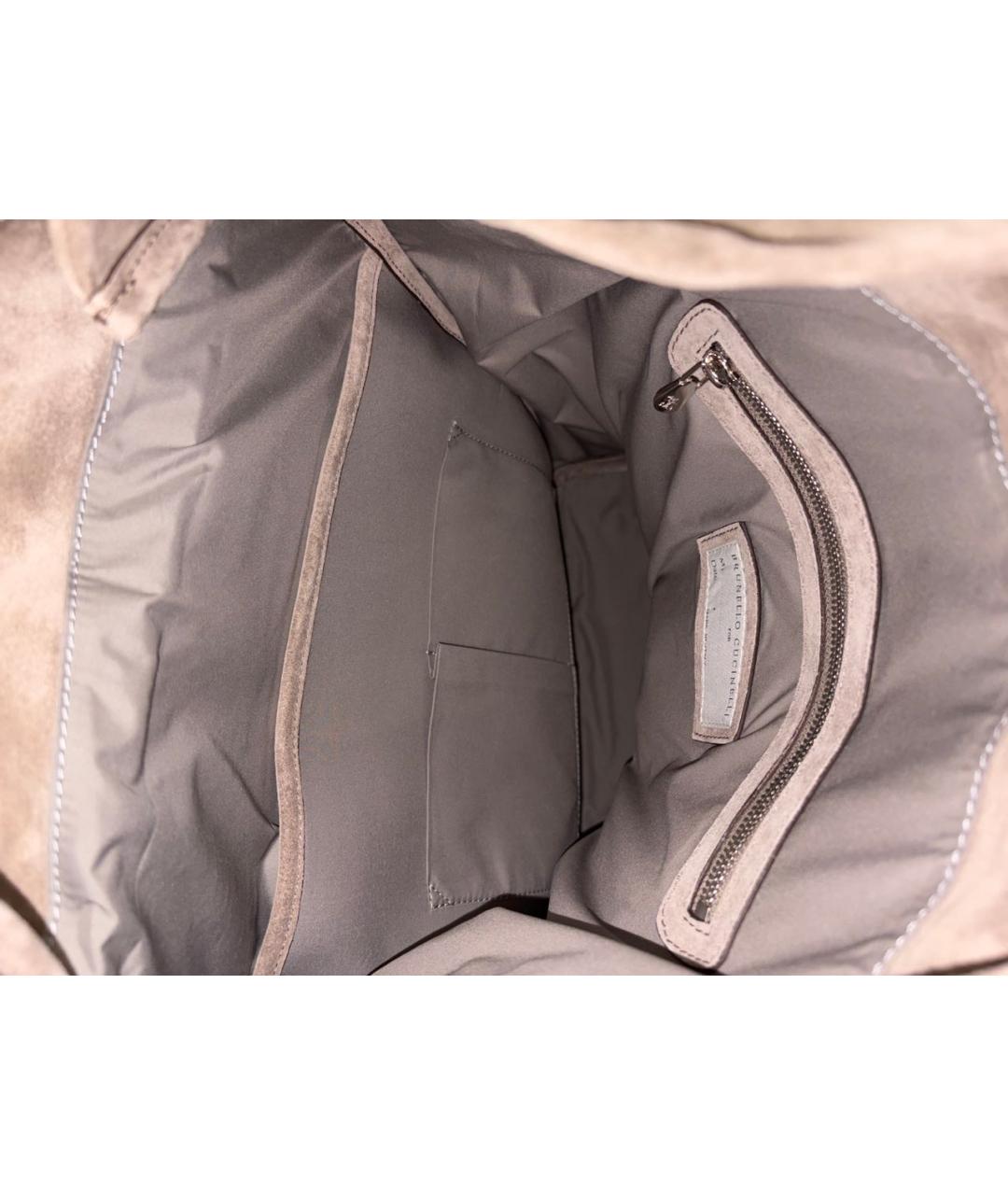 BRUNELLO CUCINELLI Хаки кожаный рюкзак, фото 7