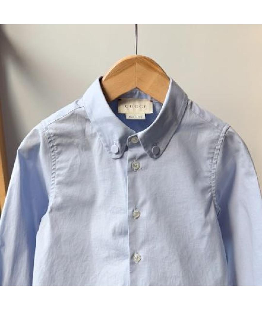 GUCCI Голубая хлопковая детская рубашка, фото 3