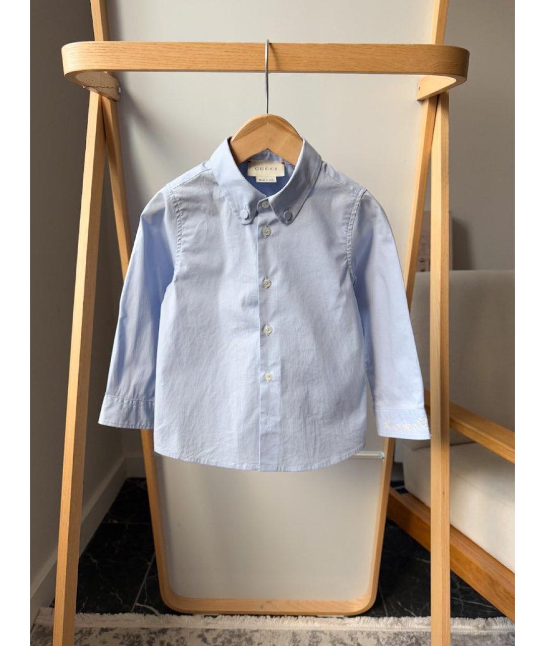 GUCCI Голубая хлопковая детская рубашка, фото 5