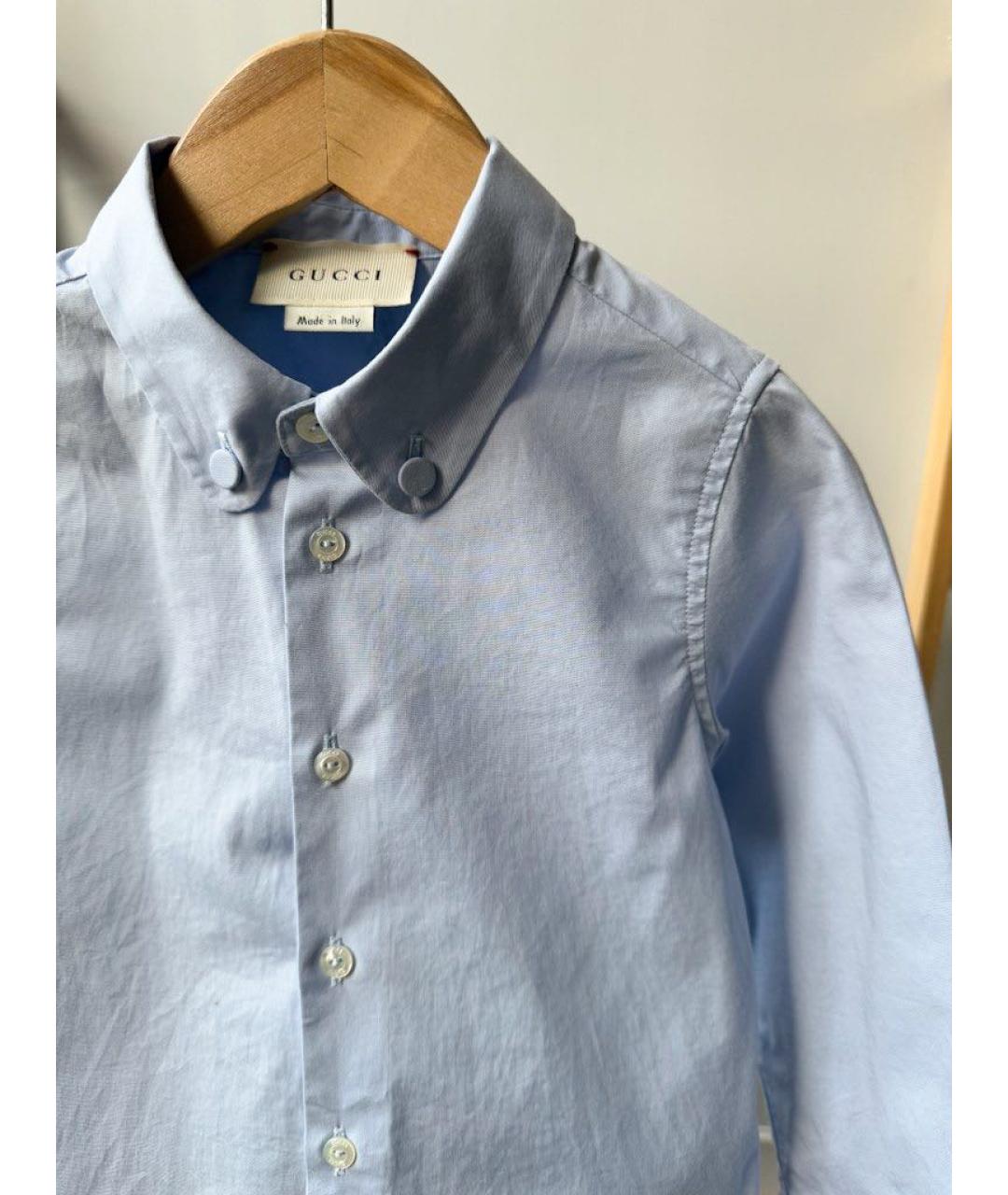 GUCCI Голубая хлопковая детская рубашка, фото 4
