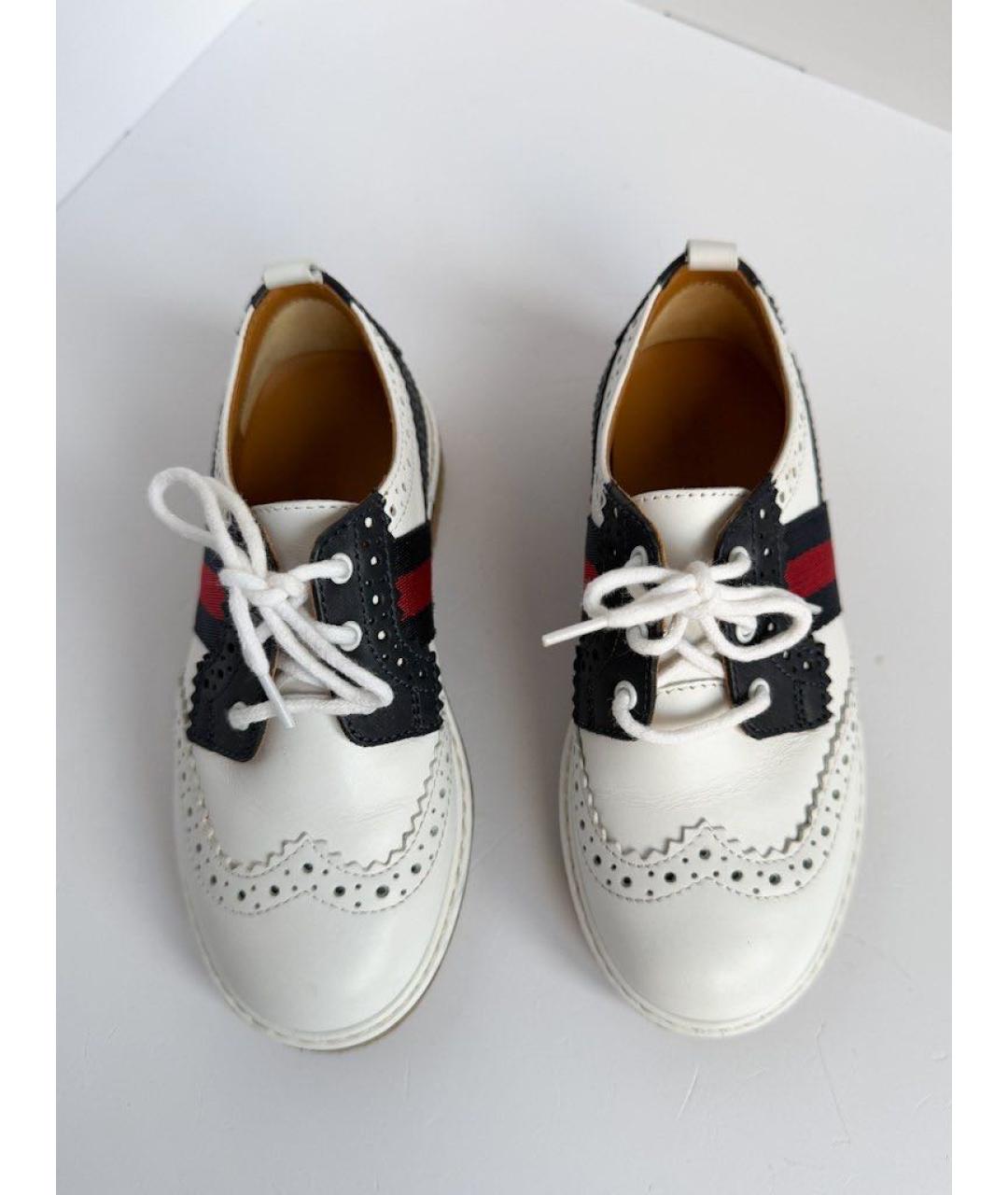 GUCCI Белые кожаные туфли, фото 3