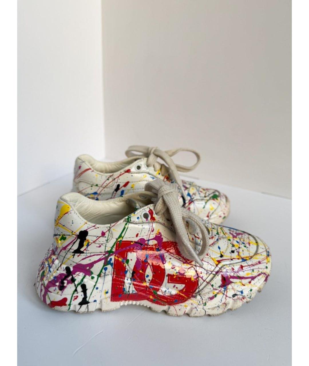 DOLCE&GABBANA Белые кожаные кеды, фото 5