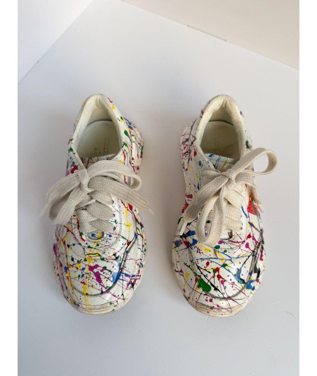 DOLCE&GABBANA Белые кожаные кеды, фото 3