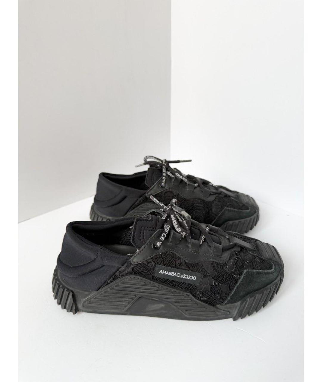 DOLCE&GABBANA Черные кожаные кеды, фото 6