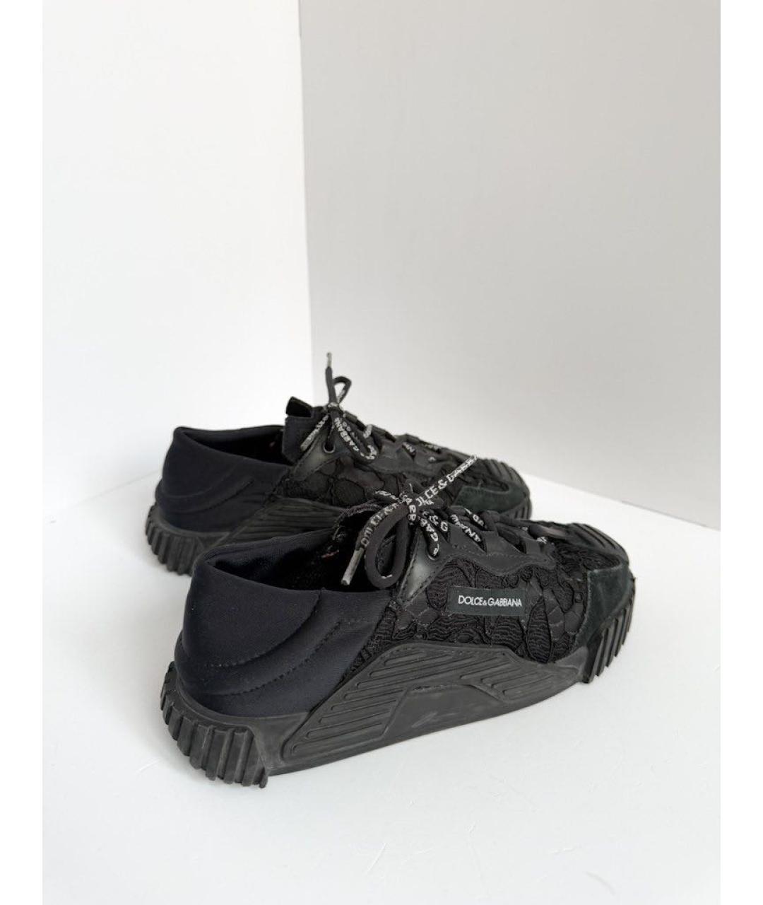 DOLCE&GABBANA Черные кожаные кеды, фото 4