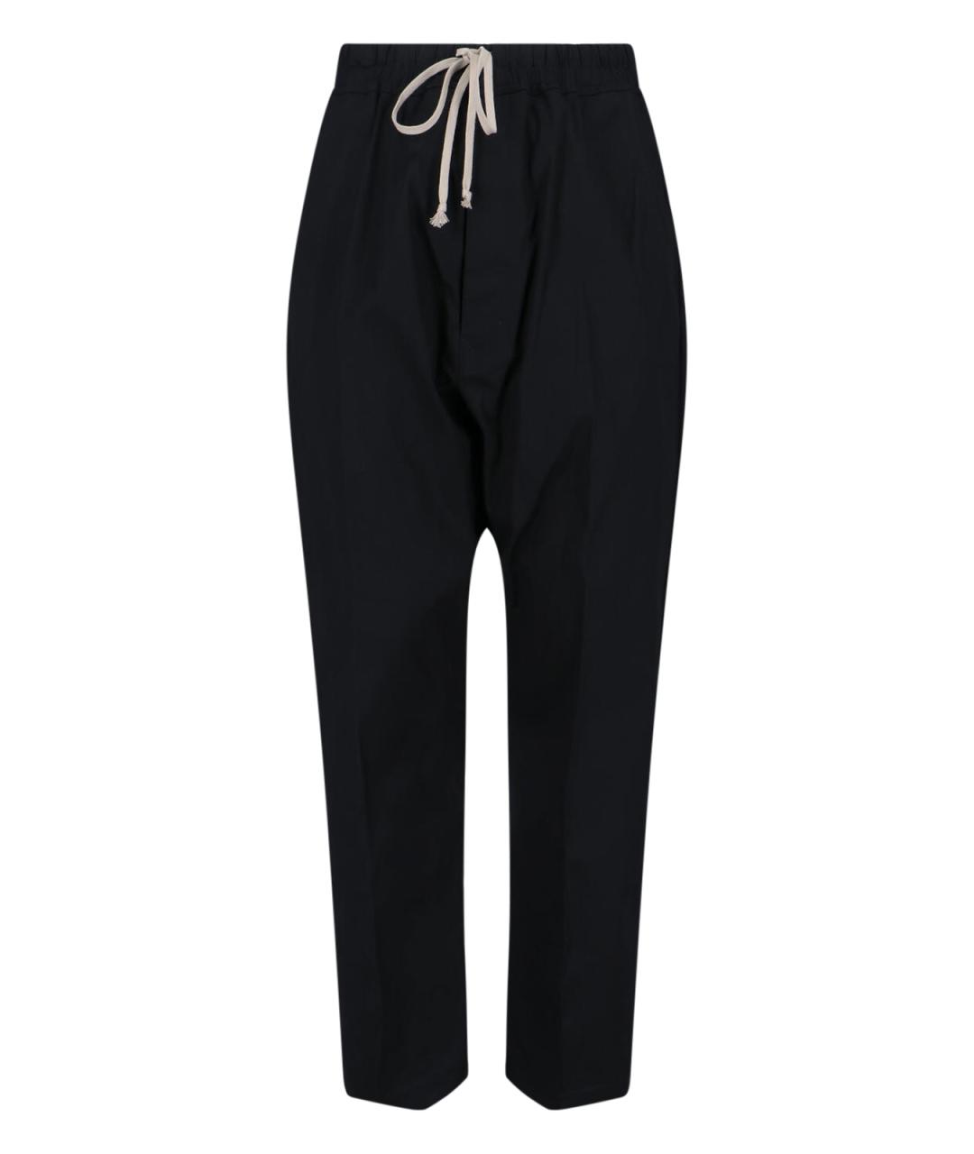 RICK OWENS Черные хлопковые повседневные брюки, фото 1