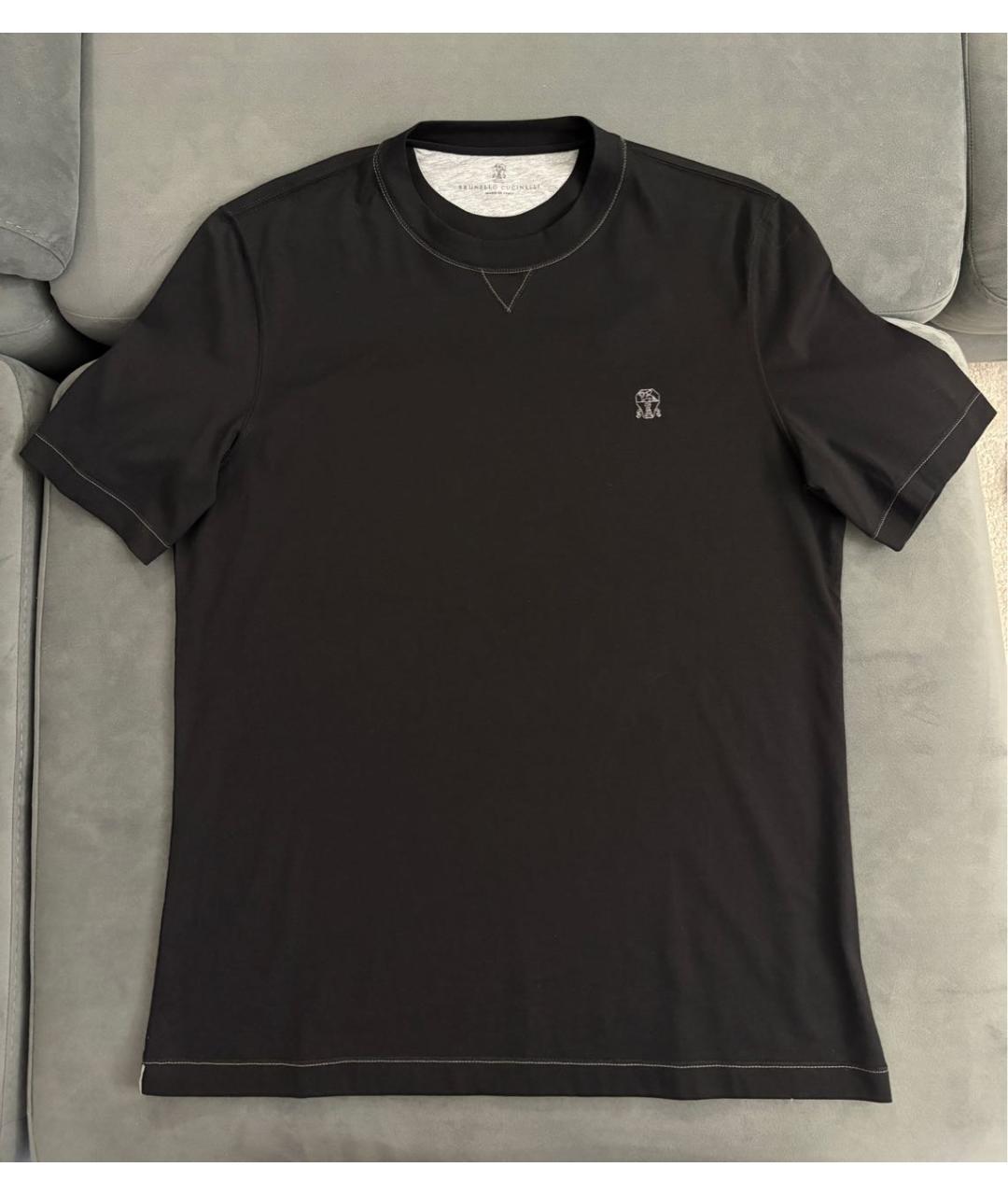 BRUNELLO CUCINELLI Черная хлопковая футболка, фото 6