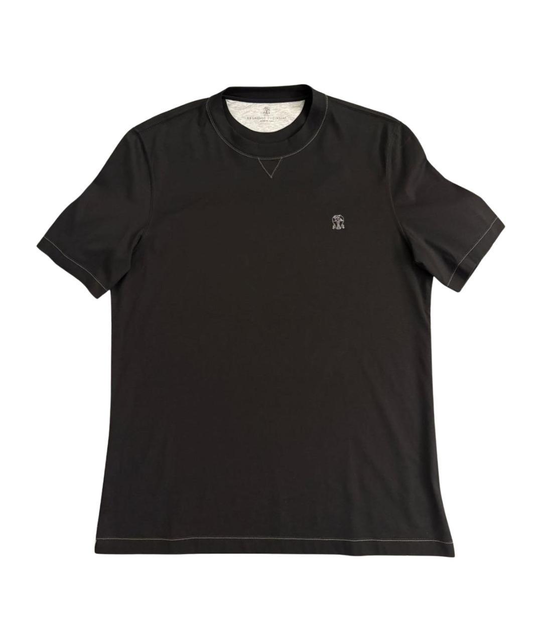 BRUNELLO CUCINELLI Черная хлопковая футболка, фото 1