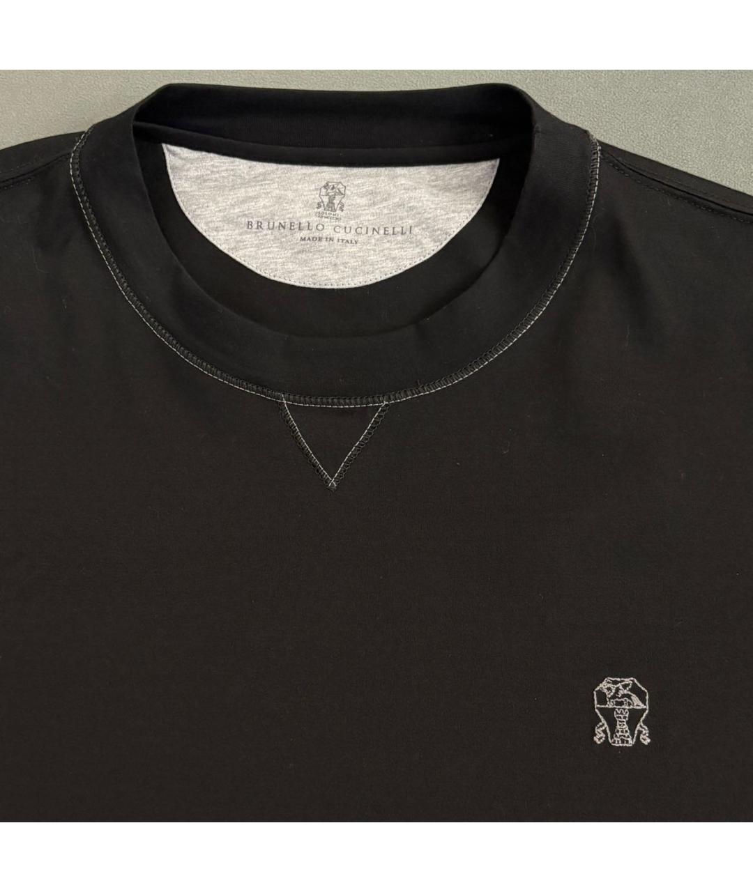 BRUNELLO CUCINELLI Черная хлопковая футболка, фото 2