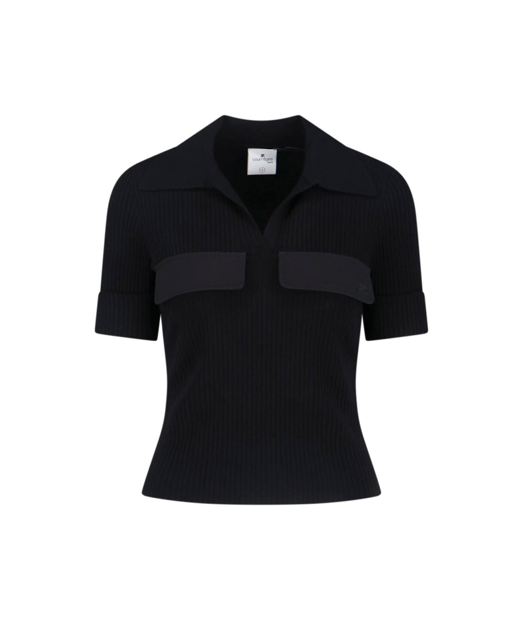 COURREGES Черная вискозная футболка, фото 1