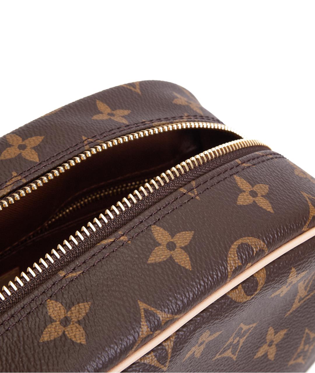 LOUIS VUITTON Коричневая кожаная косметичка, фото 6