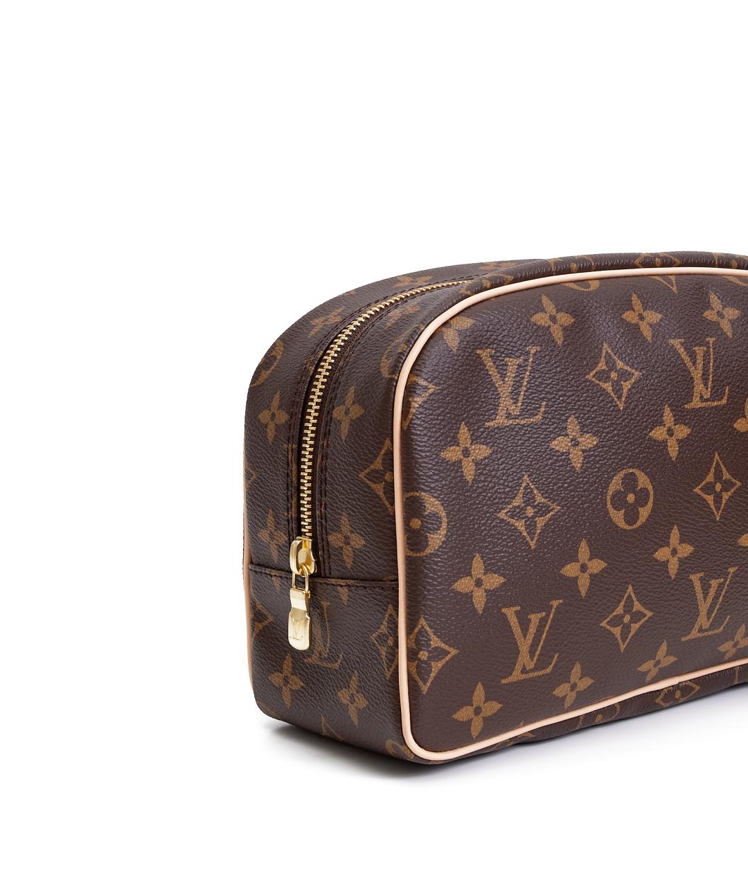 LOUIS VUITTON Коричневая кожаная косметичка, фото 4