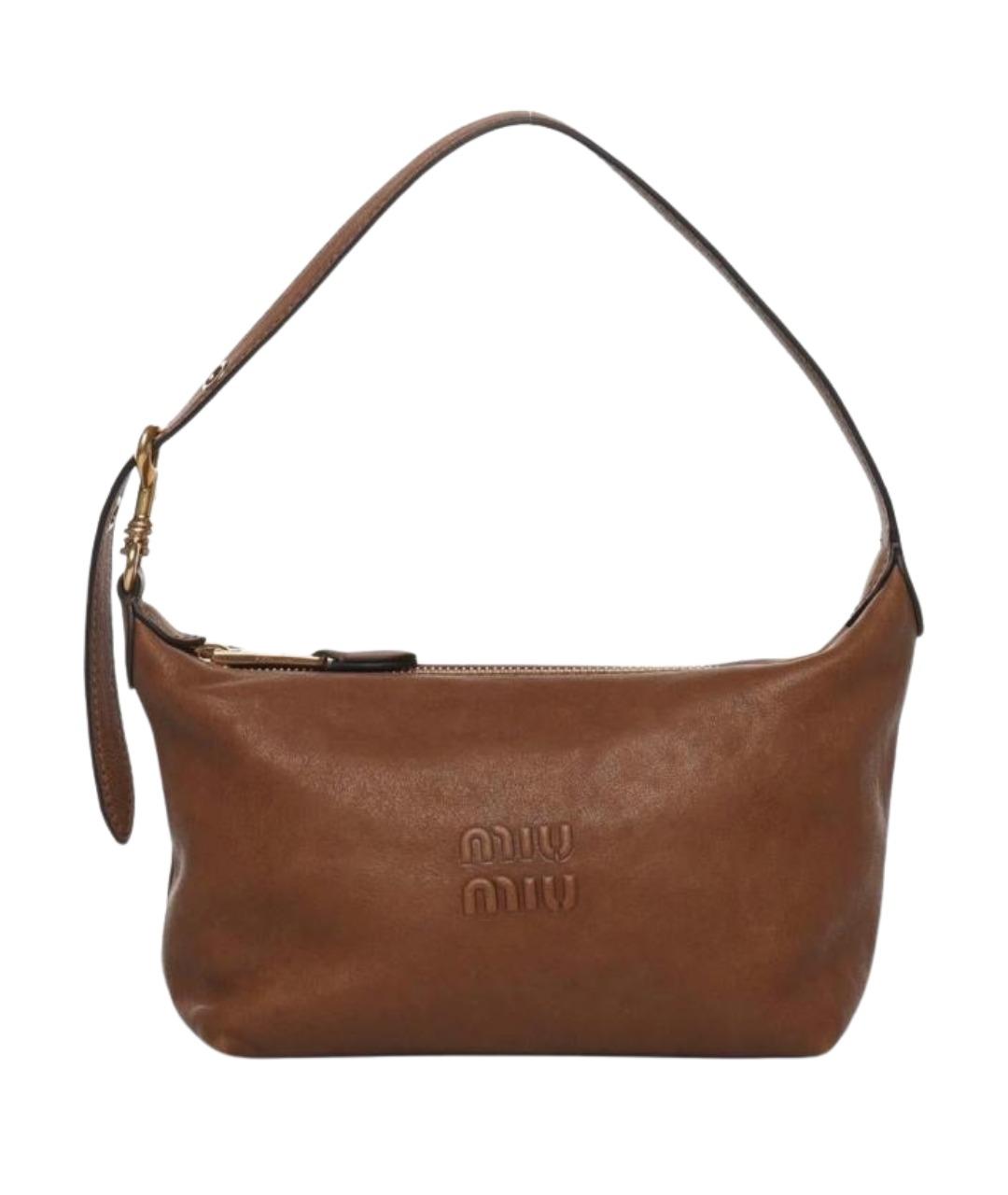 MIU MIU Коричневая кожаная сумка с короткими ручками, фото 1