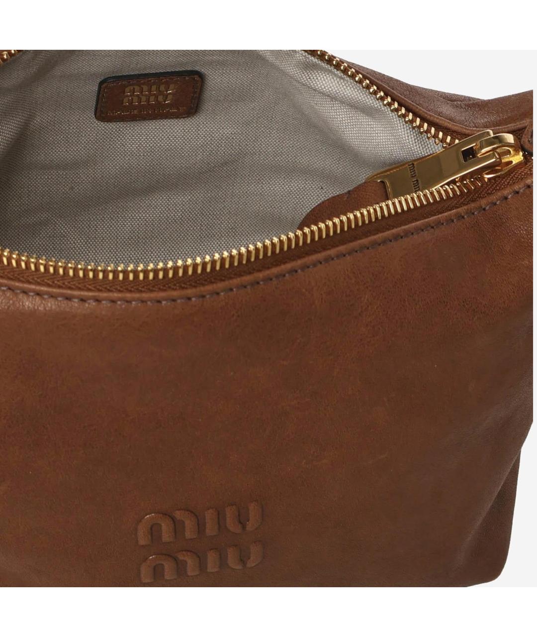MIU MIU Коричневая кожаная сумка с короткими ручками, фото 4