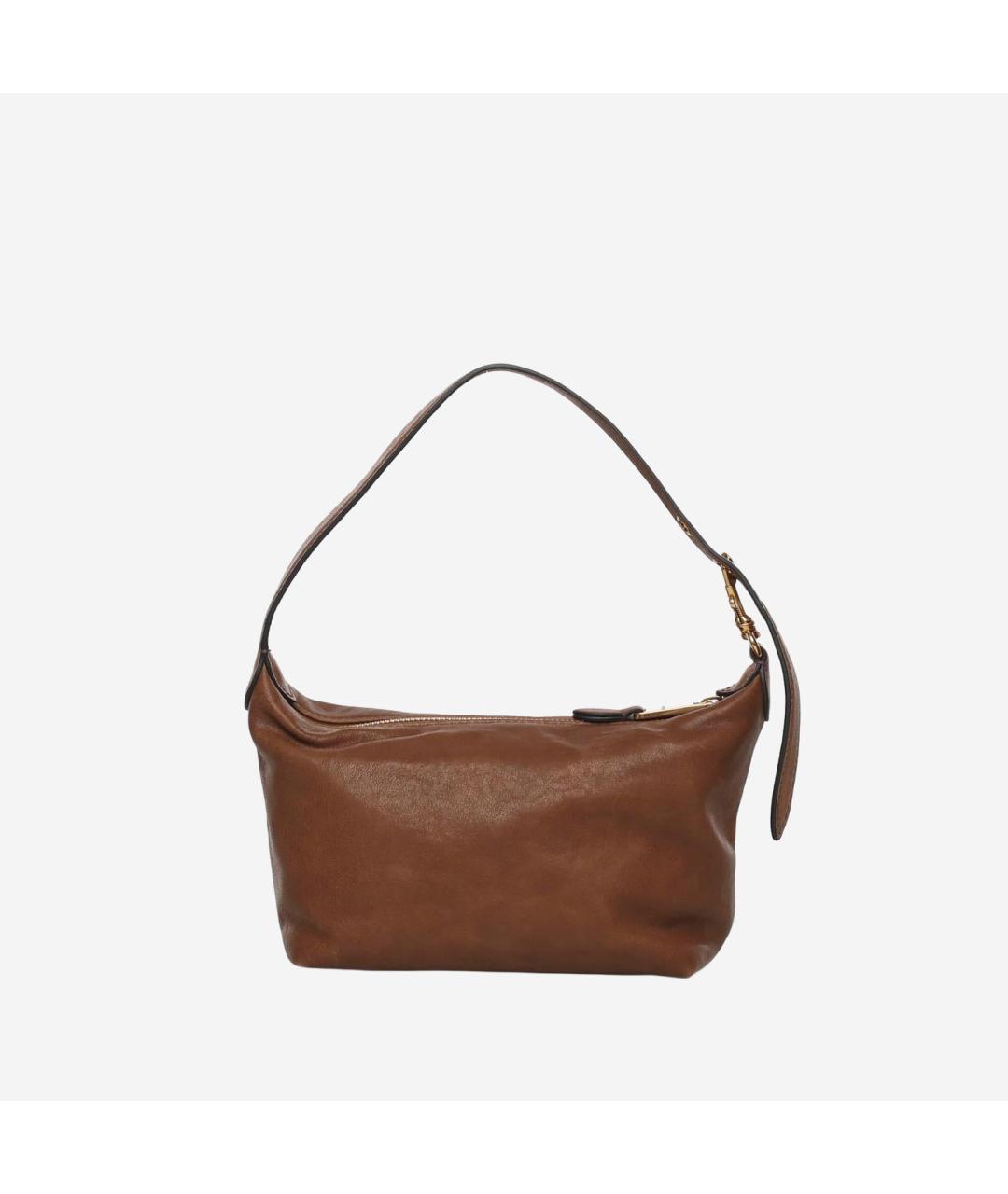 MIU MIU Коричневая кожаная сумка с короткими ручками, фото 3