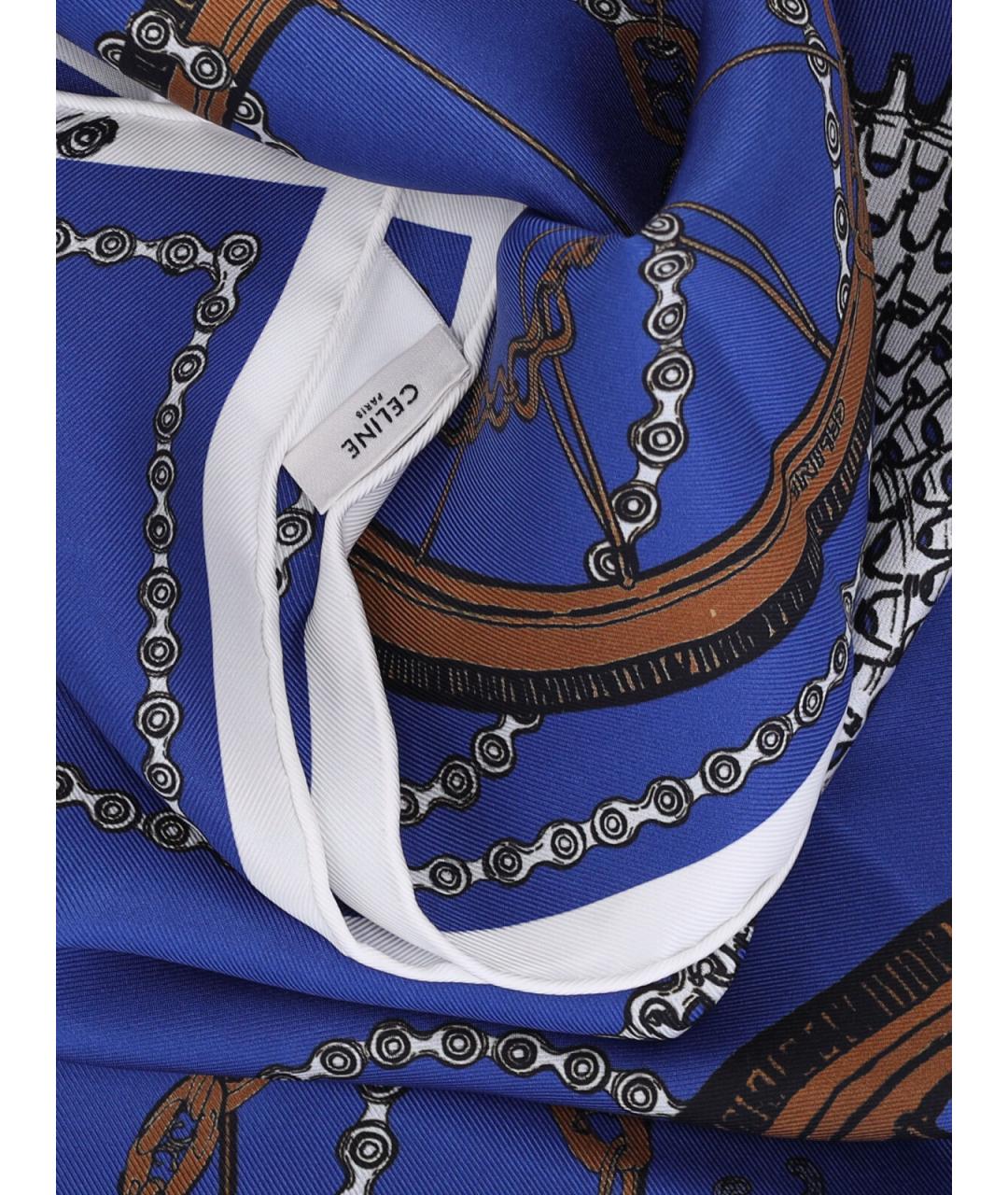 CELINE Синий шелковый платок, фото 3